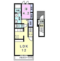 Fioreuno 1LDKの間取図画像