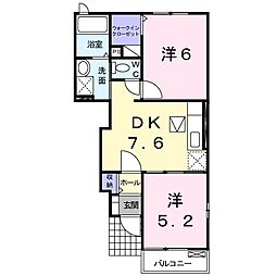 グランジェニトーリA 2DKの間取図画像