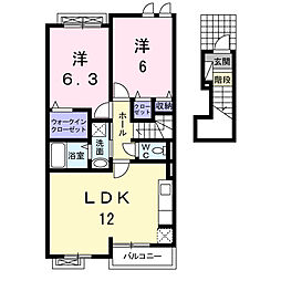 ヴィラ・プロスパーA 2LDKの間取図画像