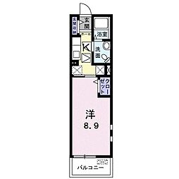 エメ・フルール 1Kの間取図画像