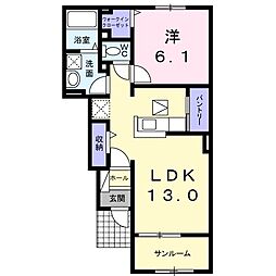 リバティーヒルズ2 1LDKの間取図画像