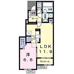 シェーン・プラッツ 1階1LDKの間取り