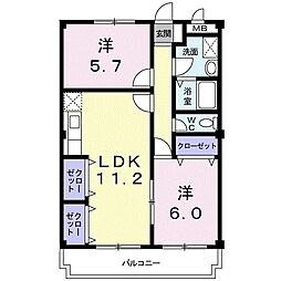 ファミーユ2 2LDKの間取図画像