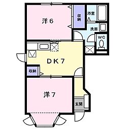 ニュークレストール桑野 2DKの間取図画像