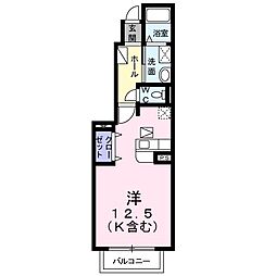 アムール一本木2 ワンルームの間取図画像