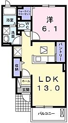 フローラボニータ 1LDKの間取図画像