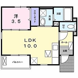 クレールB 1LDKの間取図画像