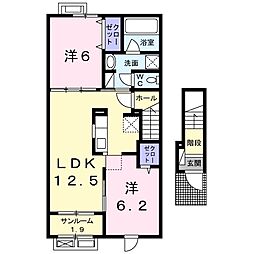 エムティハウス2 2LDKの間取図画像