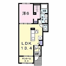 プルメリア 1LDKの間取図画像