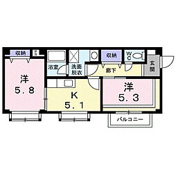 サンライズ飯山 2Kの間取図画像