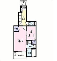 メゾンカルム8 2Kの間取図画像