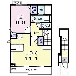 ピュア 2階1LDKの間取り