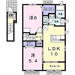 プレベールウエスト 2LDKの間取図画像