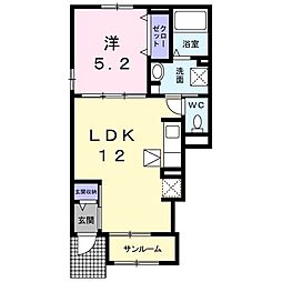 リノ・エスポワール 1LDKの間取図画像