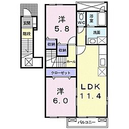 オパール1 2LDKの間取図画像