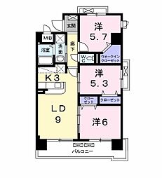 グランデスカイ空港南 3LDKの間取図画像