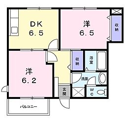 ピアフルージュ 2DKの間取図画像