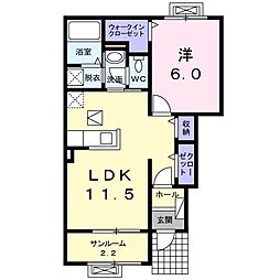 ソレイユ・サーシャ 1LDKの間取図画像