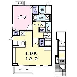 アンジュアルモニー1 1LDKの間取図画像