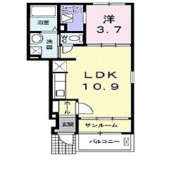 ティアモ・ローザ 1LDKの間取図画像