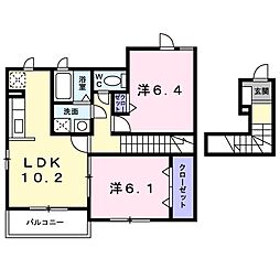 スワン 2LDKの間取図画像