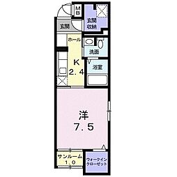 メルヴェーユ大成 1階1Kの間取り