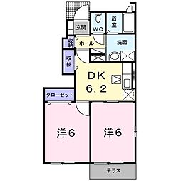 ハーモニーレジデンス2 2DKの間取図画像