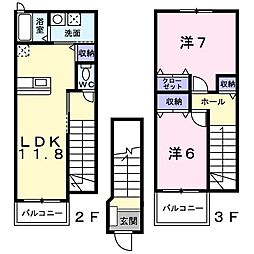 フリッシュ1 2LDKの間取図画像