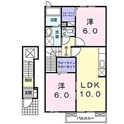 ストロベリーハウスI 2階2LDKの間取り