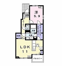 イーストフラワー更級3 1LDKの間取図画像