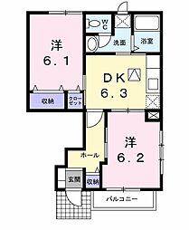 エクセレント・A 2DKの間取図画像