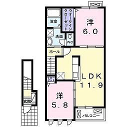 レーブ・サムケット 2LDKの間取図画像