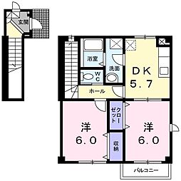 ブルーメ 2DKの間取図画像