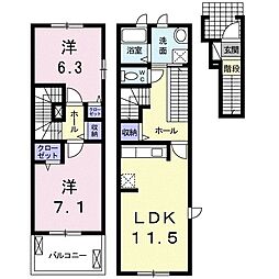 グレイス・リリー 2階2LDKの間取り