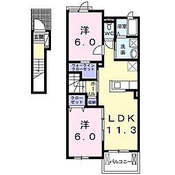 アンジュ・ブローテA 2LDKの間取図画像