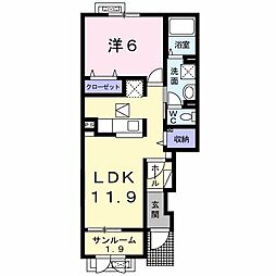 グリーンガーデン中町 1LDKの間取図画像
