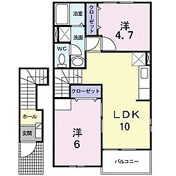 グリーンヒルズ・姶良D 2LDKの間取図画像