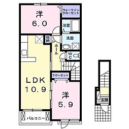 ケイハウス3 2LDKの間取図画像