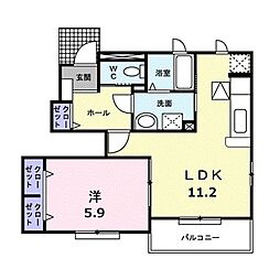 ベルフィオーレC 1LDKの間取図画像