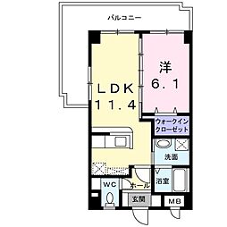 アウローラデーア 1LDKの間取図画像