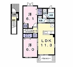 エテルノガーデン2 2LDKの間取図画像