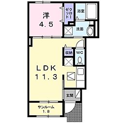 ジェミニA 1LDKの間取図画像