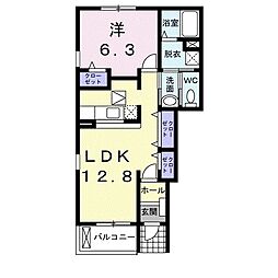 フォルシュＢ棟 1階1LDKの間取り