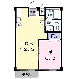 ピュアーハイツB 1LDKの間取図画像