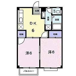 メゾン高野B 2DKの間取図画像