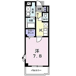 フェルマータ 2階1Kの間取り
