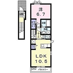 ミルト膳所A 1LDKの間取図画像