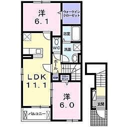 ウォータールー 2LDKの間取図画像