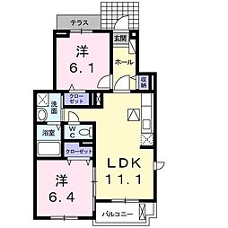 グラシエル 2LDKの間取図画像