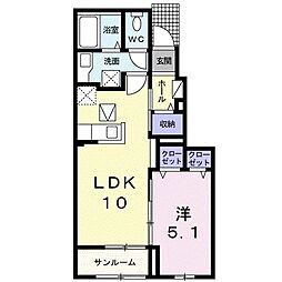 コントレイル 1LDKの間取図画像